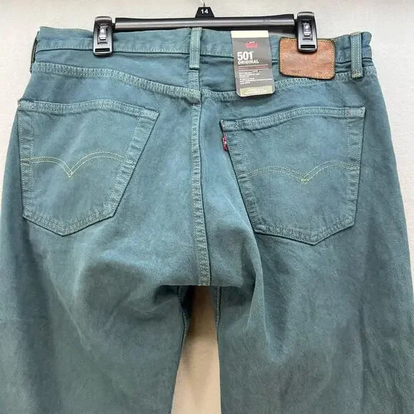 NWT Levi's 501 Big E Men's 36x36 Forest Green Button Fly Straight Minimalist